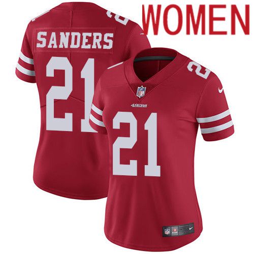 Women San Francisco 49ers #21 Deion Sanders Nike Red Vapor Limited NFL Jersey